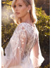 Vintage Long Sleeves Ivory Lace Satin Wedding Dress